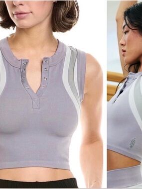 FP Free People Movement Free Kick Henley Crop Top Muscle Tank Top